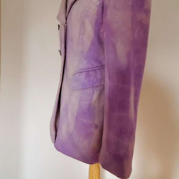 winter pea coat 6 8 10 purple grey beige tie dyed jacket small medium tie dyed - Picture 5 of 7